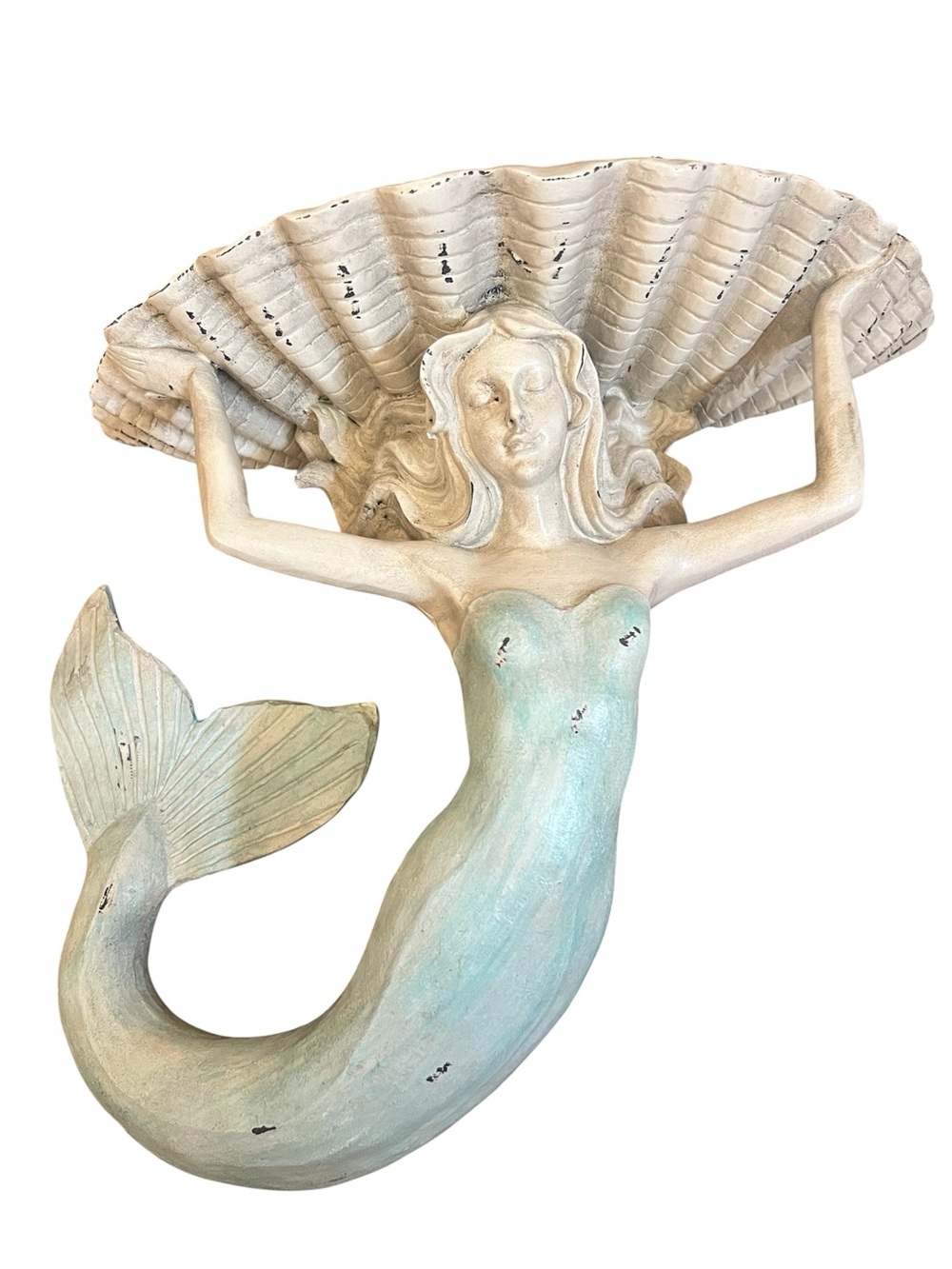 Hobby Lobby Coastal Mermaid Wall Sculpture in Seafoam Green and Cream
